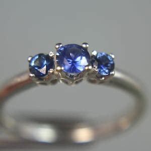 Ceylon Blue Sapphire 3-stone .925 Sterling Silver Ring - Etsy