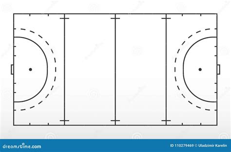 Field Hockey Markup. Outline of Lines on Field Hockey Stock Vector ...