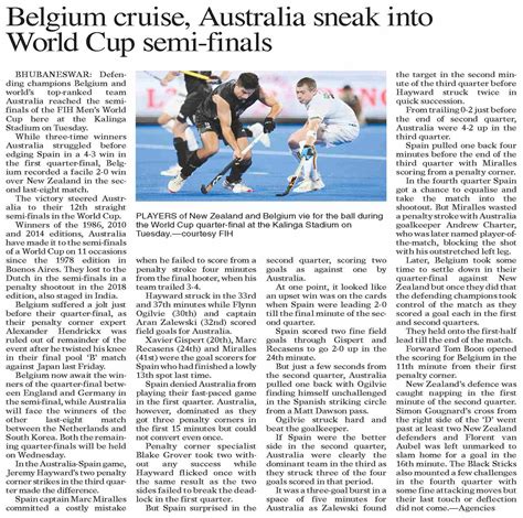 Dawn-ePaper | Jan 25, 2023 | Belgium cruise, Australia sneak into World Cup semi-finals