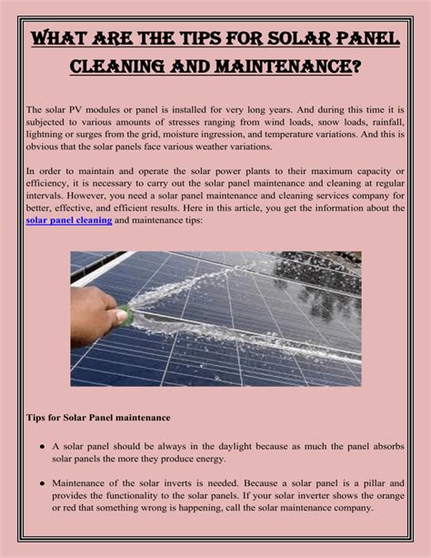 What are the Tips for Solar Panel Cleaning and Maintenance