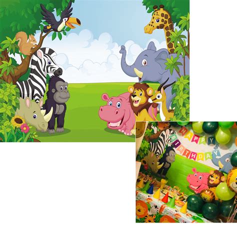 Buy HUAYI Jungle Safari Party Backdrop Kids Birthday Background Photo Studio Banner Baby Shower ...