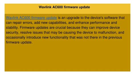 PPT - Wavlink AC600 firmware update PowerPoint Presentation, free download - ID:11988927