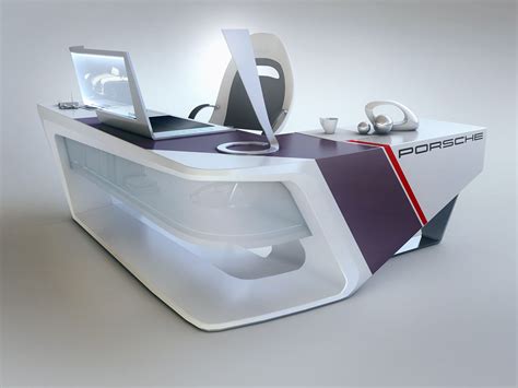 Modern desk design Modern Office Table, Office Table Design, Reception Desk Design, Modern Desk ...