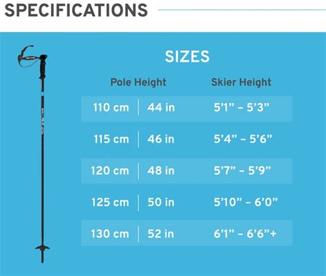 trekking pole size chart Trekking pole size chart