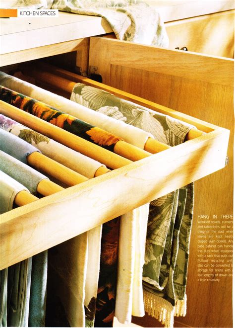 Storage for table cloths and table runners. Source of photo unknown ...