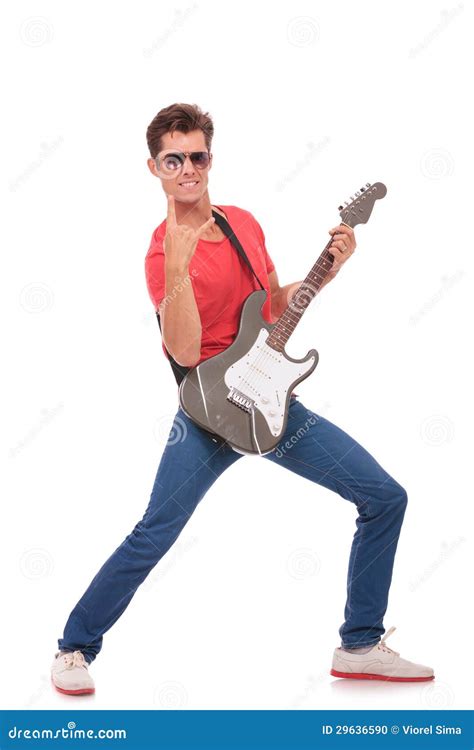 Guitar Man In Classic Rock Pose Stock Photo - Image: 29636590