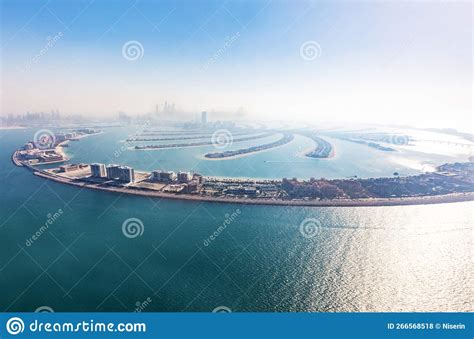 Dubai Palm Jumeirah Island Aerial View in United Arab Emirates Stock ...