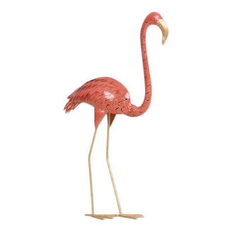 Metal Pink Flamingo Sculpture