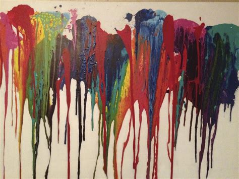 an abstract painting with multicolored paint dripping from it