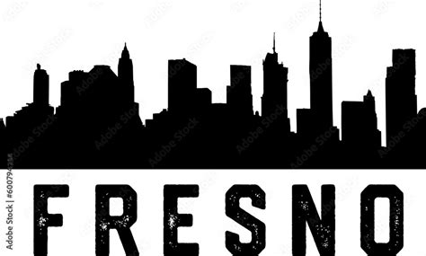 Fresno skyline silhouette. Black Fresno city design isolated on white ...