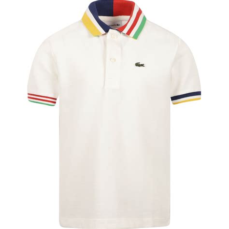 Lacoste Crocodile Logo Polo Shirt in White — BAMBINIFASHION.COM