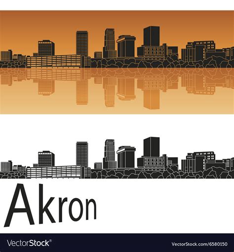 Akron skyline in orange Royalty Free Vector Image