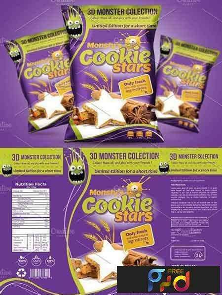 1704136 Cookie packaging design template 1635010 - FreePSDvn