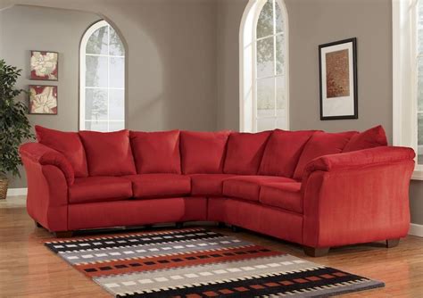 Red Upholstery Fabric Sectional by Ashley Furniture v roce 2019 | Obývák