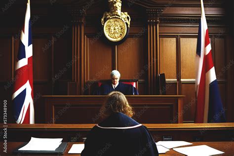 Courtroom England, UK. British flag, Supreme Court of United Kingdom ...