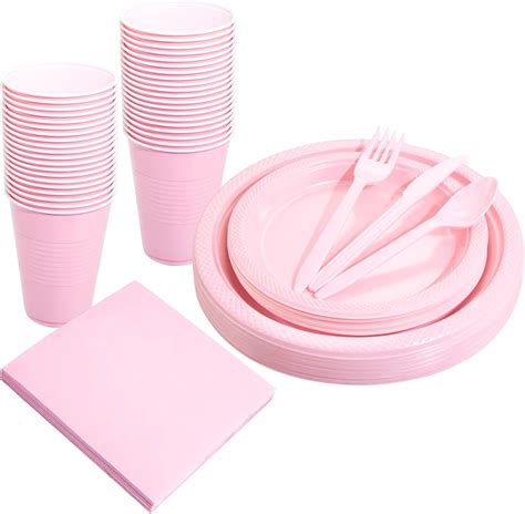 210 Pieces Pink Party Supplies, Disposable Dinnerware Set, Including Pink P - Walmart.com