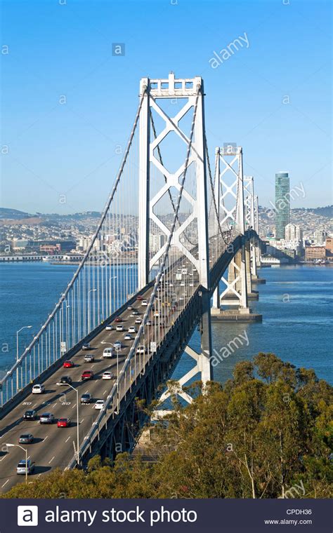 Oakland Bay Bridge and city skyline, San Francisco, California, United ...