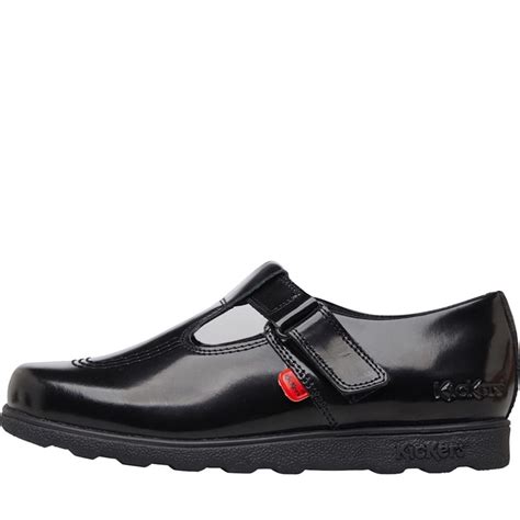 Buy Kickers Girls Fragma T-Bar Patent Leather School Shoes Black