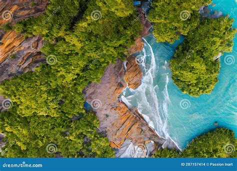 Aerial View Top Down Seashore Wave Crashing on Rock Cliff Stock Illustration - Illustration of ...