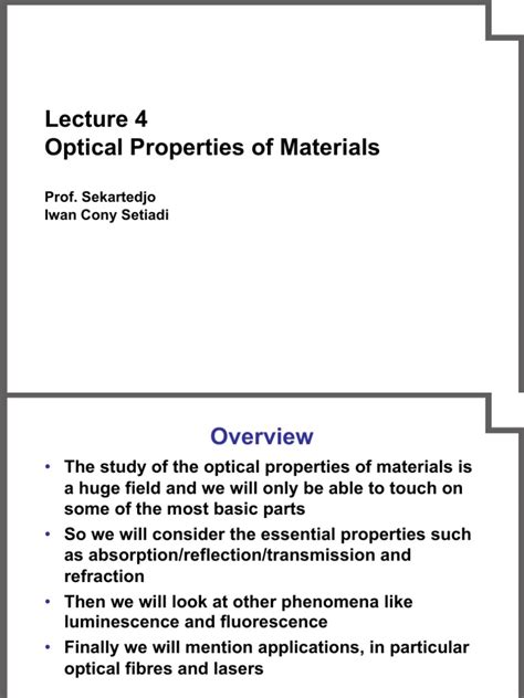 Lecture-4 Optical Materials | PDF | Absorption Spectroscopy | Light