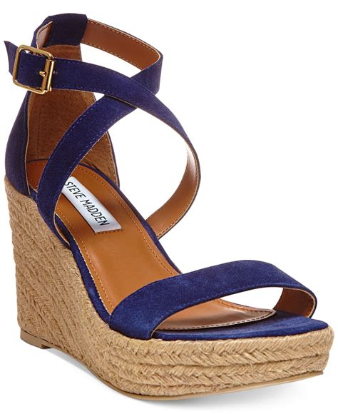 Steve Madden Women'S Montaukk Platform Wedge Sandals in Blue | Lyst