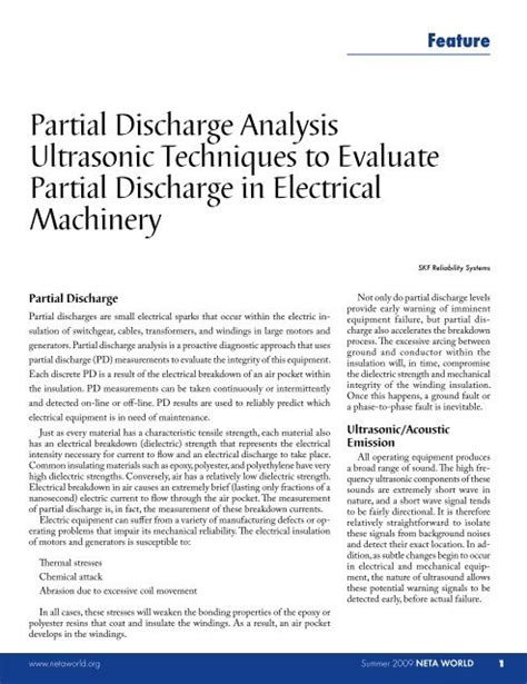 Partial Discharge Analysis Ultrasonic Techniques to Evaluate ... - Neta