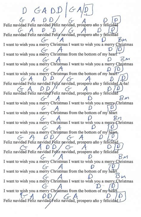 Feliz Navidad (Jose Feliciano) Guitar Chord Chart | Lyrics and chords, Guitar chord chart ...