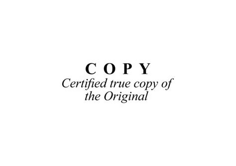 Certified True Copy of the Original Stamp