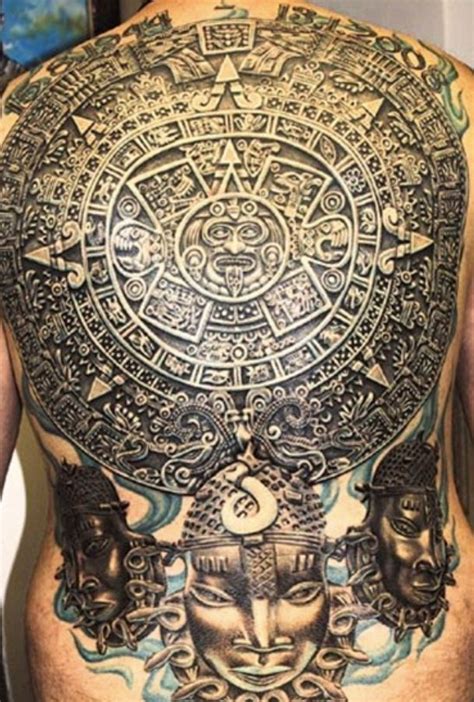 Aztec Calendar Payasa Tattoo, Tatoo 3d, Stone Tattoo, Tattoo Trend, Sick Tattoo, Full Back ...