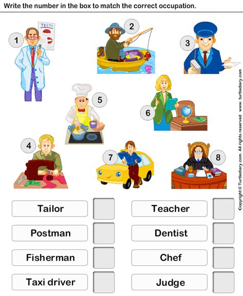 Match the Occupation with Person | Turtle Diary Worksheet