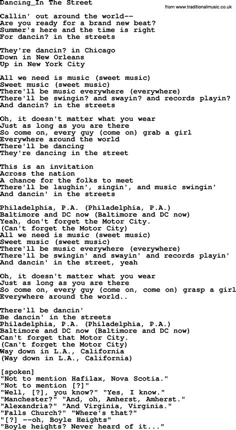 Dancing In The Street, by The Byrds - lyrics with pdf