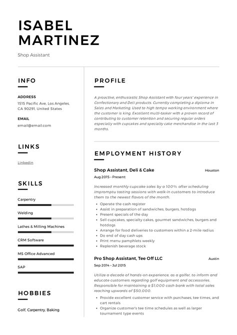 Shop Assistant Resume Example & Writing Guide | PDF Samples | 2019