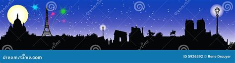 Paris night skyline stock illustration. Illustration of dame - 5926392