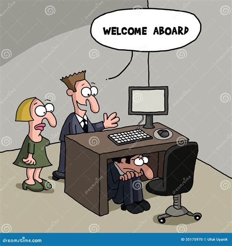 Male New Office Worker Cartoon Gag Stock Illustration - Illustration of ...