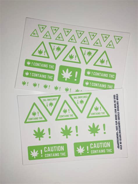 Contains THC Stickers for Weed Edibles Cannabis Warning - Etsy