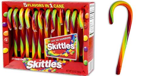 There's Skittles Candy Canes With "5 Flavors In 1 Cane"