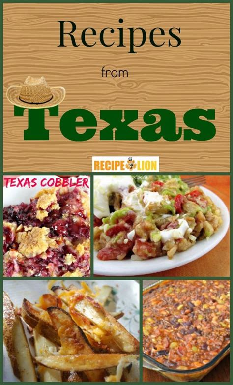 the cover of recipes from texas, including casserole and other foods on display