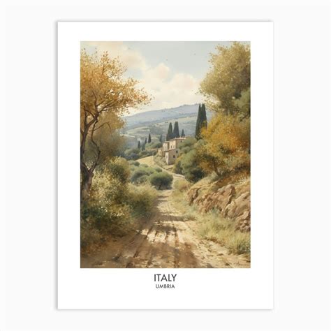 Umbria, Italy 3 Watercolor Travel Poster Art Print by Fusion Designs - Fy