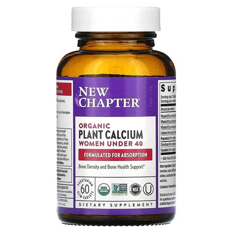 New Chapter, Organic Plant Calcium, Women Under 40, 60 Vegetarian Slim ...