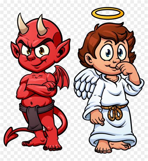 Devil Shoulder Angel Illustration - Angel And Devil Cartoon - Free Transparent PNG Clipart ...