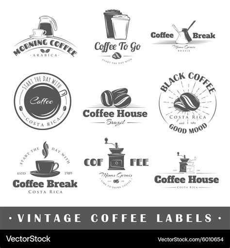 Set of vintage coffee labels Royalty Free Vector Image