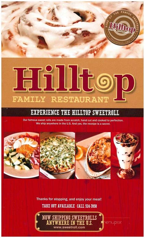 Menu of Hilltop Restaurant in L'Anse, MI 49946