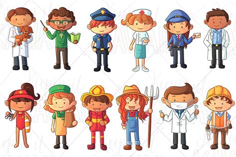 Community Helpers Kids Clip Art Kawaii Helpers Hero Clipart - Etsy Denmark