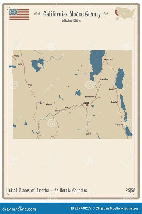 Map of Modoc County in California Stock Vector - Illustration of ...