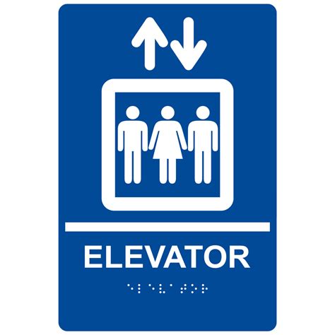 ADA Elevator Braille Sign RRE-685_WHTonBLU Elevator / Escalator