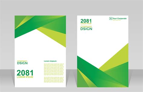 Company Book Cover Modern Design Green Color Vector White Background ...