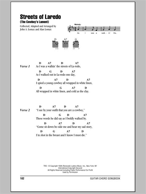 The Streets Of Laredo by American Cowboy Song - Guitar Chords/Lyrics ...