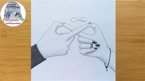 How to draw infinite love symbol with couple hand || pencil sketch || Valentine's Day special ...