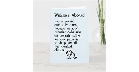 Welcome Aboard - a funny poem for your new hire Card | Zazzle.com