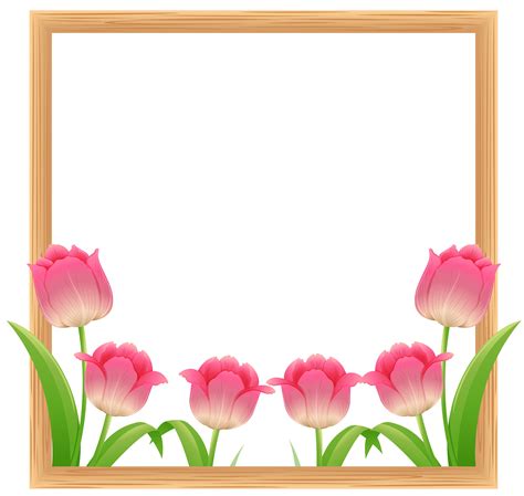 Frame template with pink tulip flowers 526801 Vector Art at Vecteezy